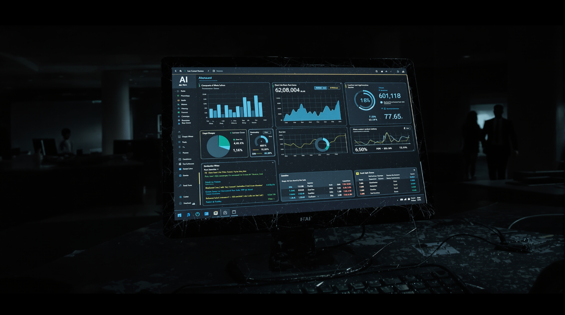 Top 10 Mistakes Companies Make When Implementing AI - Advanced AI analytics dashboard displaying comprehensive performance metrics and data visualization