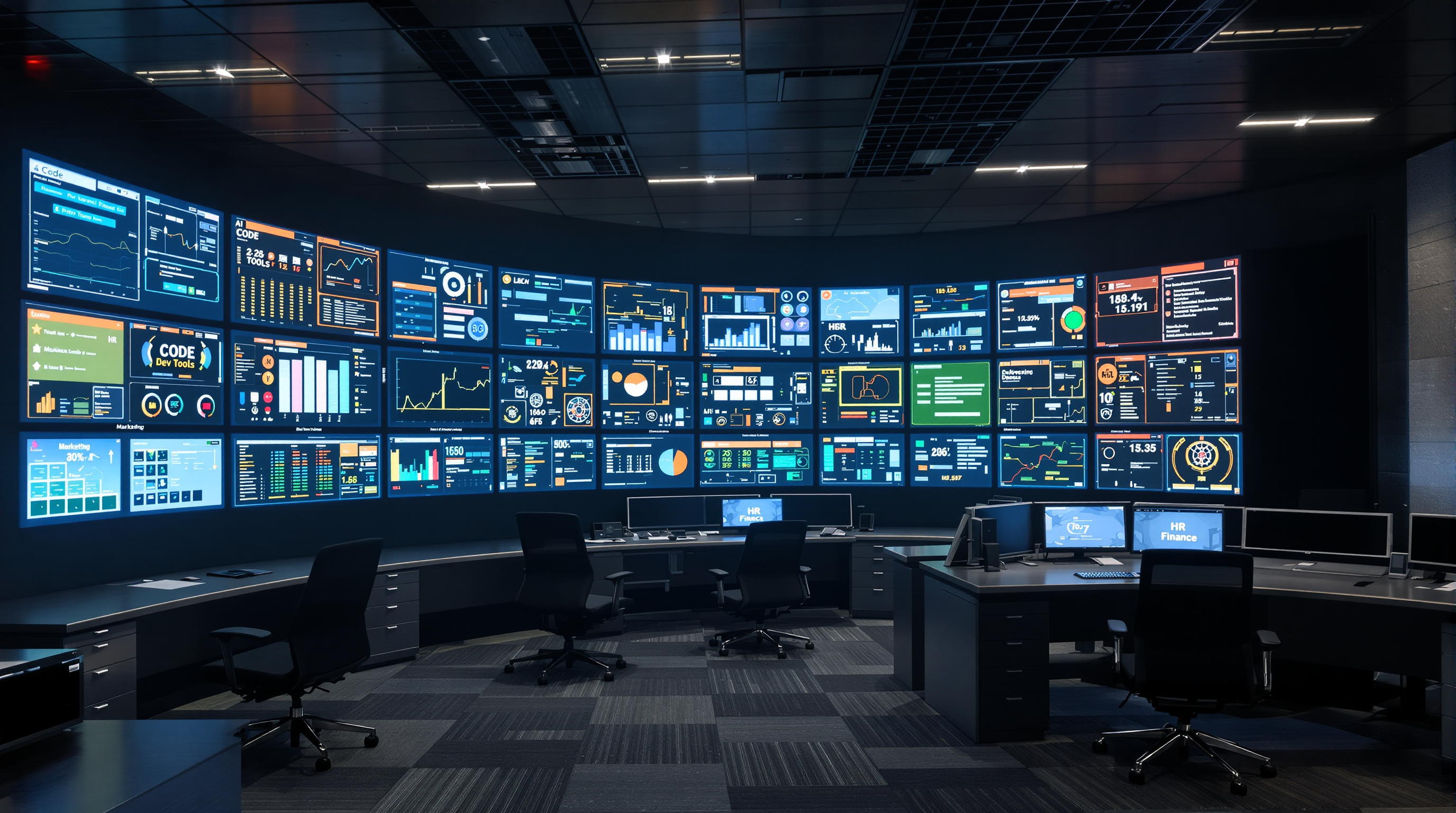 AI Assistants Market Overview: How Today's Tools Are Distributed and Where Opportunities Lie - Split screen showing developer coding environment versus traditional office workspace