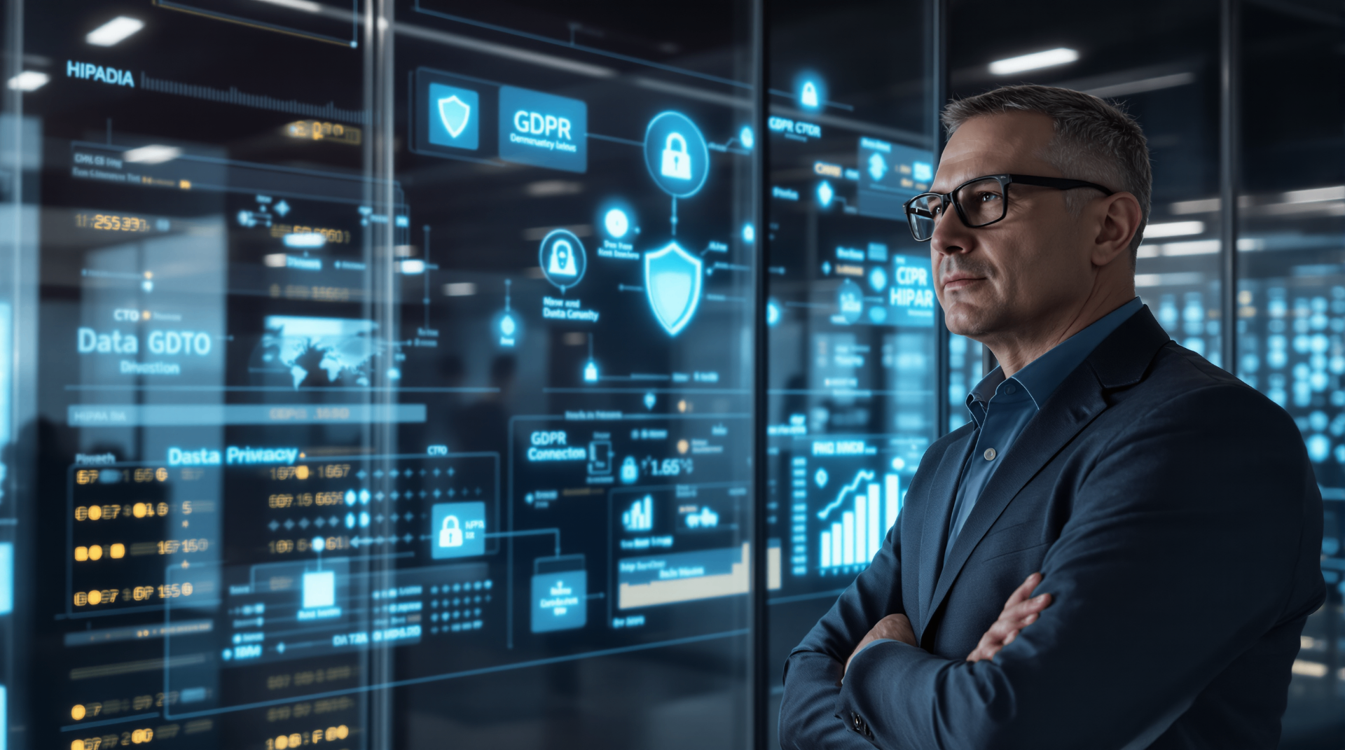 CTO's AI Checklist: Security, Scalability, and Integration Without Buzzwords - AI-powered data center with robots and monitoring systems